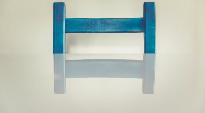 blue and white wooden chair